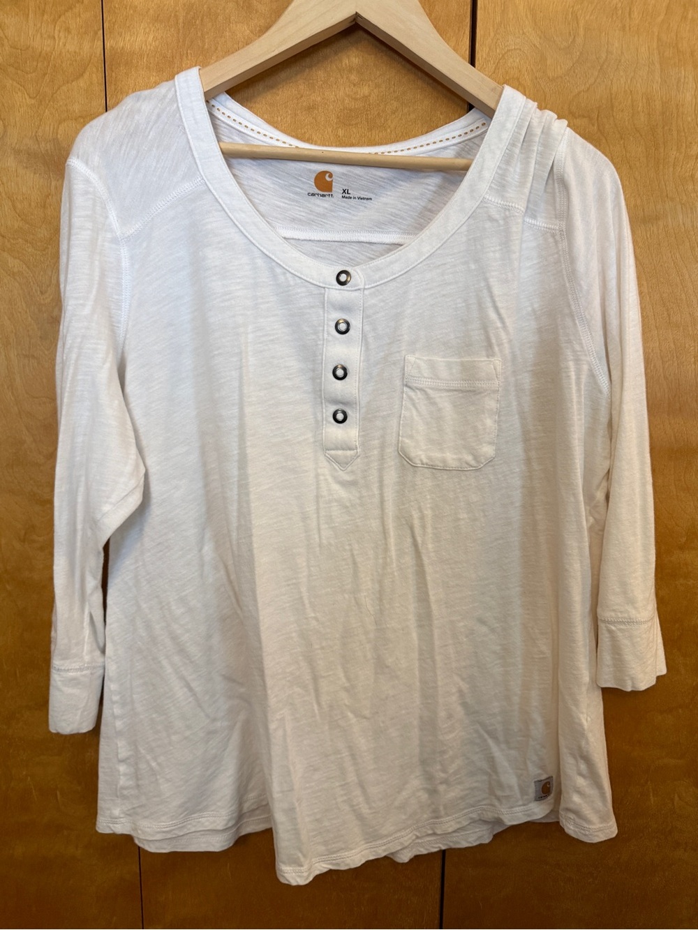 Carhartt 3/4 sleeve cotton Burnout Henley Shirt Women Size XL